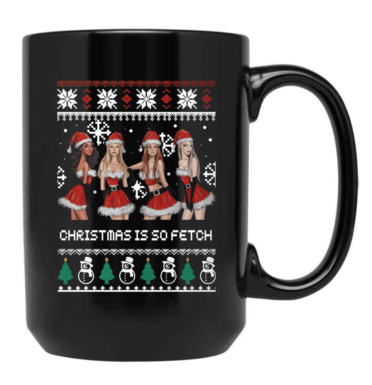 Christmas Is So Fetch Black Coffee Mug, Gift Coffee Mug