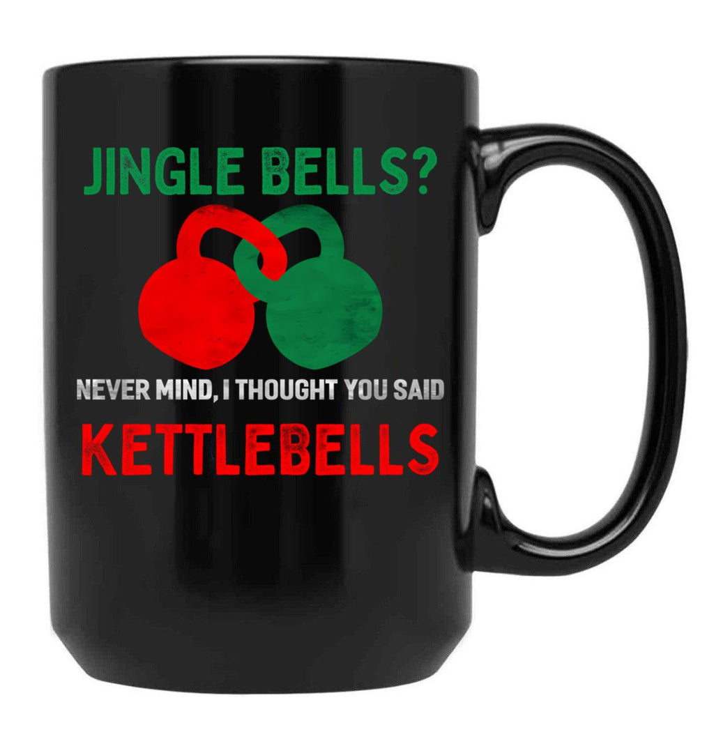 Christmas Kettlebells Black Coffee Mug, Gift Coffee Mug