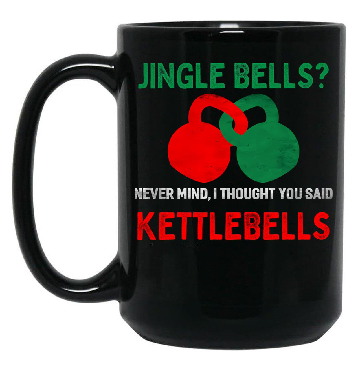 Christmas Kettlebells Black Coffee Mug, Gift Coffee Mug