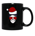 Christmas Mom Funny Plaid Skull Mom Life Black Coffee Mug, Gift Coffee Mug - Black