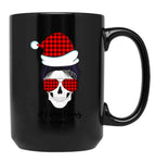 Christmas Mom Funny Plaid Skull Mom Life Black Coffee Mug, Gift Coffee Mug