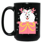 Christmas Reindeer Samoyed In A Gift Box Black Coffee Mug, Gift Coffee Mug