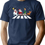 Christmas Road T-Shirt for Men & Women, T-Shirts Graphic Tee - Navy
