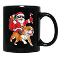 Christmas Santa Claus Riding English Bulldog Xmas Boys Dog Black Coffee Mug, Gift Coffee Mug - Black