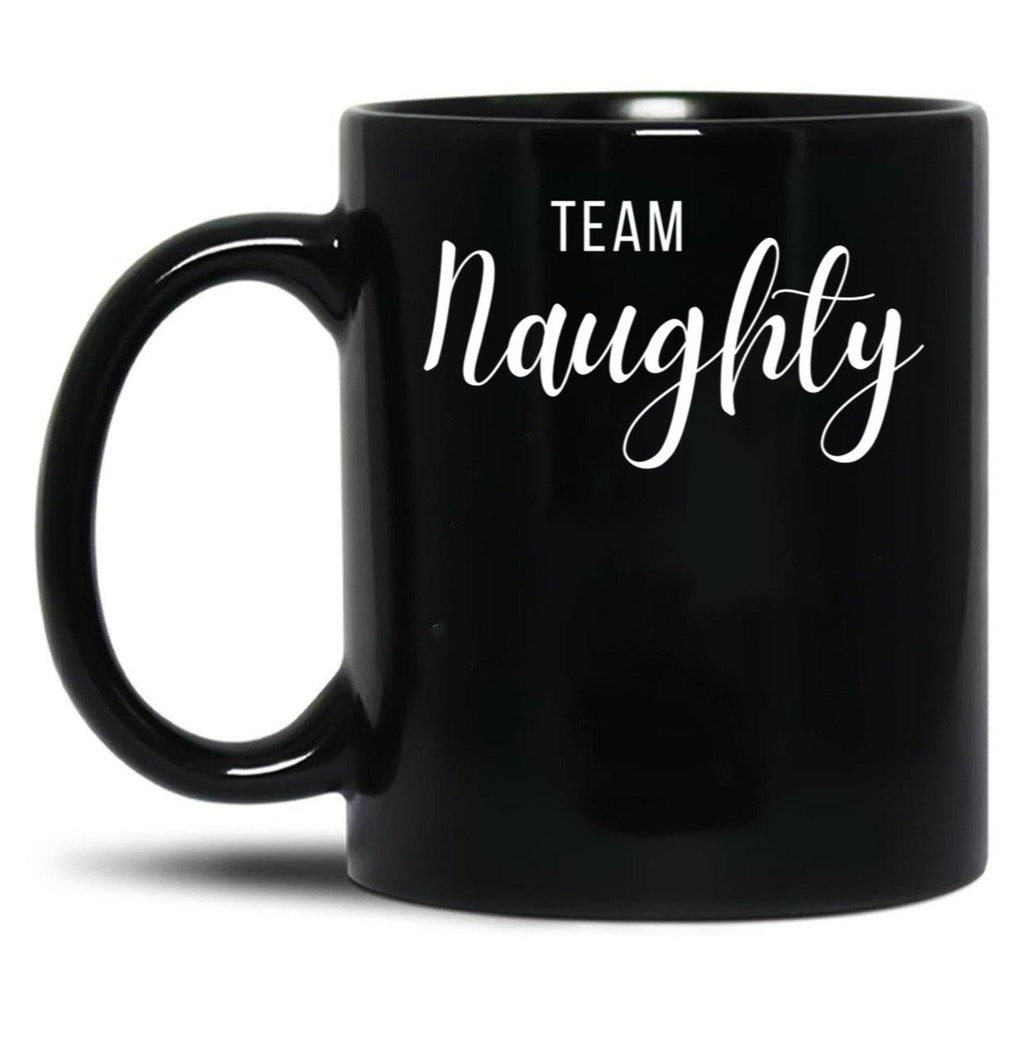 Christmas Team Naughty List Black Coffee Mug