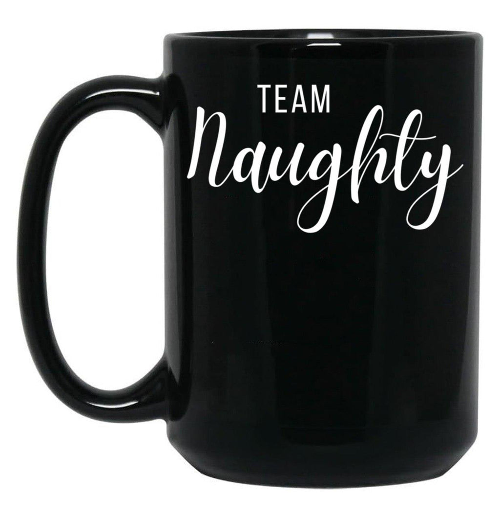 Christmas Team Naughty List Black Coffee Mug