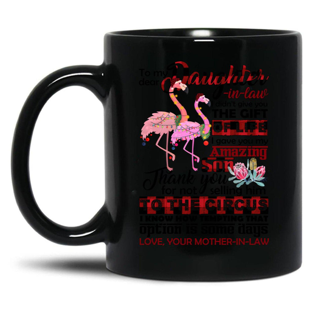 Christmas - To My Daughter-In-Law - Flamingo - Circus Black Coffee Mug