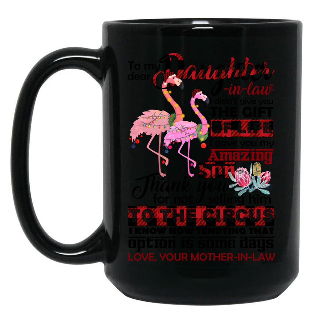 Christmas - To My Daughter-In-Law - Flamingo - Circus Black Coffee Mug