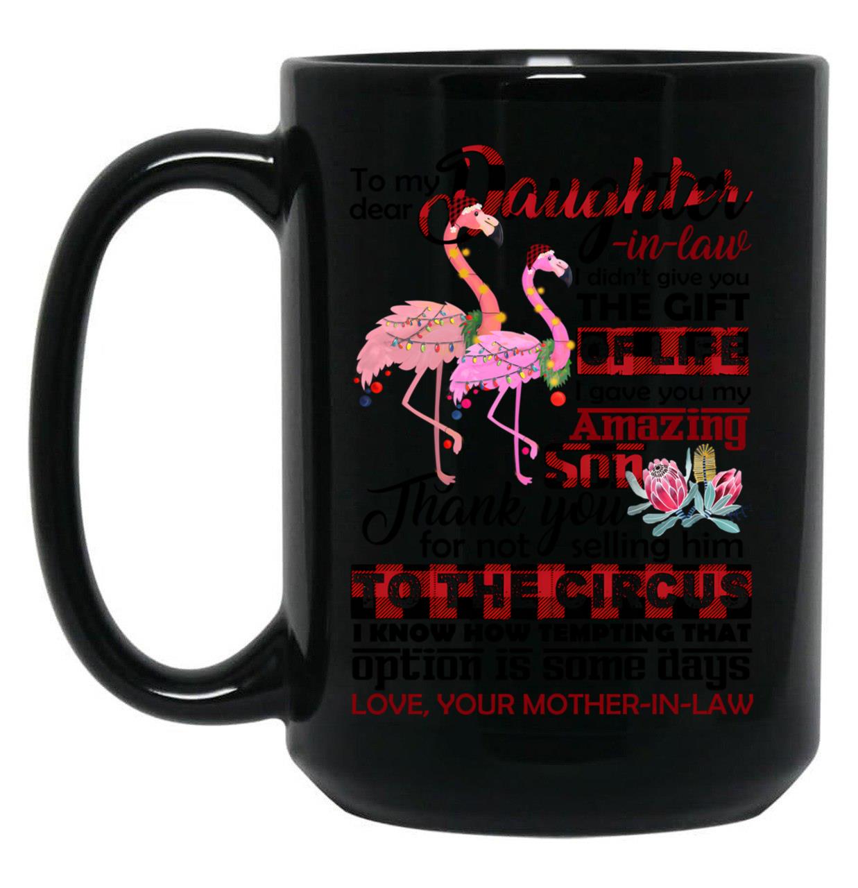 Christmas - To My Daughter-In-Law - Flamingo - Circus Black Coffee Mug