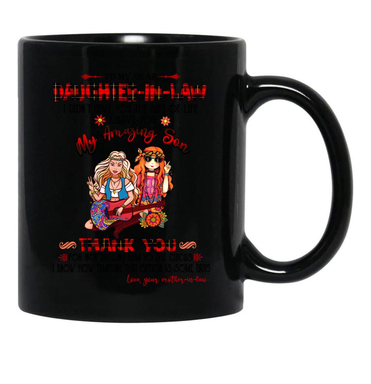 Christmas - To My Daughter-In-Law - Hippie - Circus Black Coffee Mug - Black