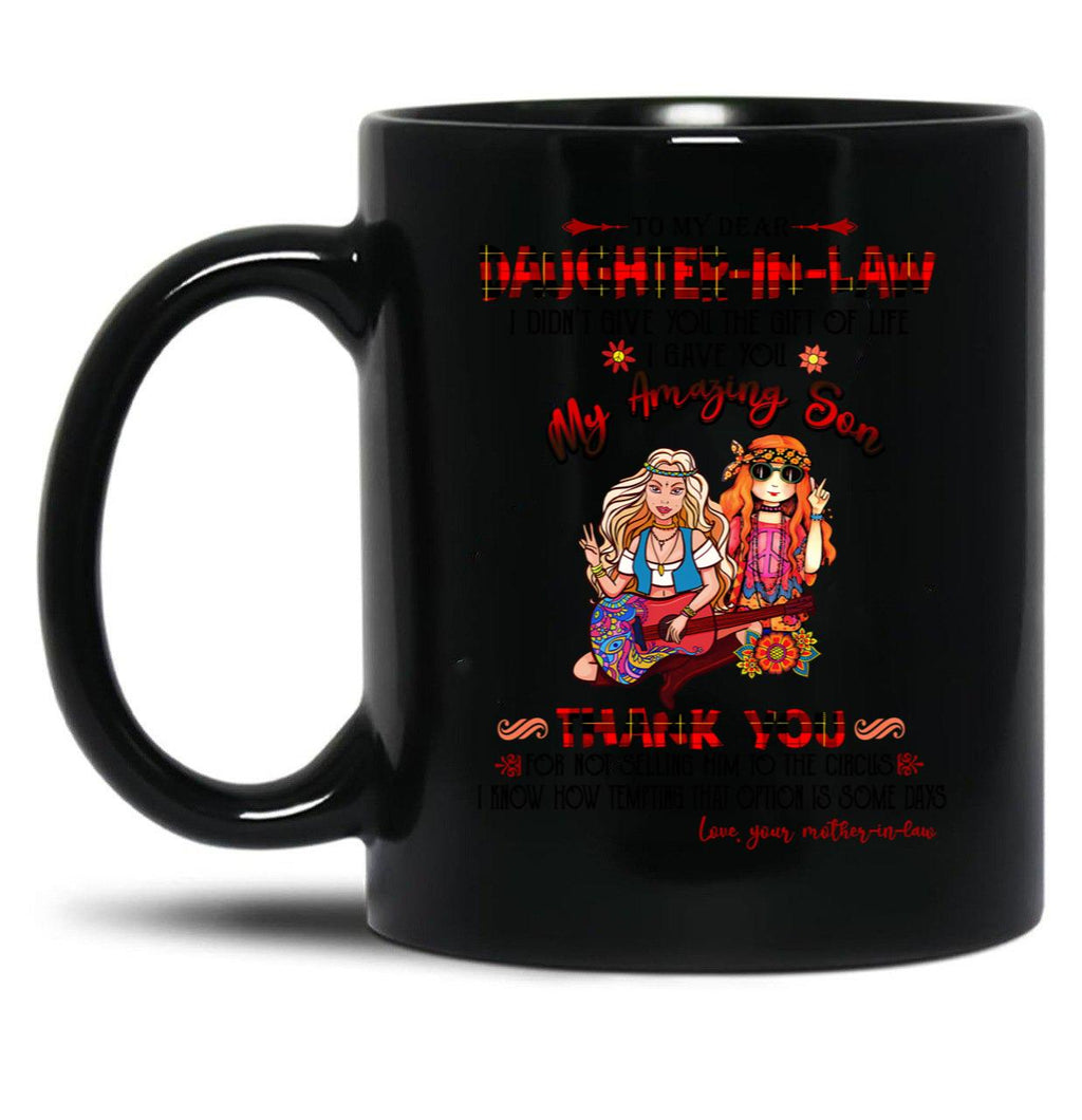 Christmas - To My Daughter-In-Law - Hippie - Circus Black Coffee Mug