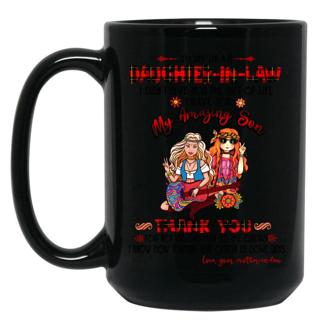 Christmas - To My Daughter-In-Law - Hippie - Circus Black Coffee Mug