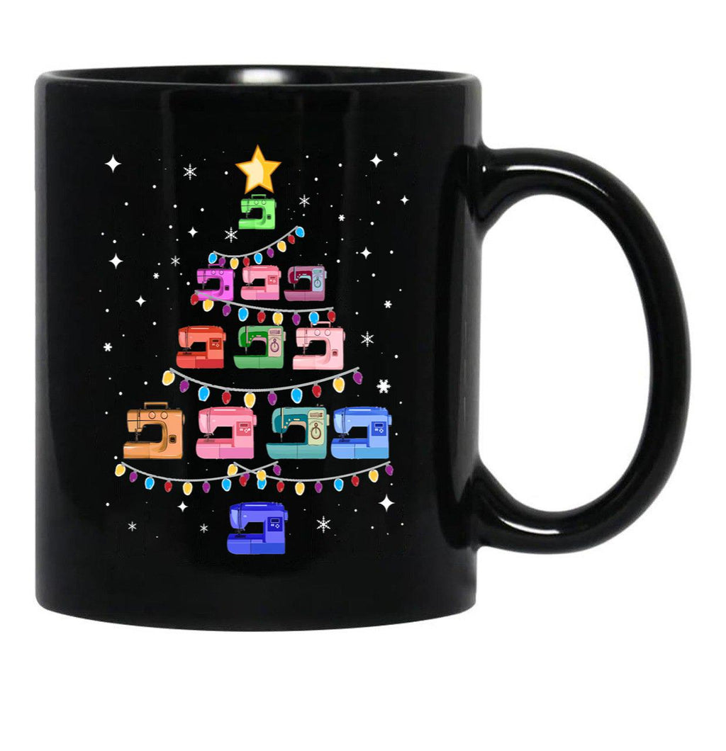 Christmas-Tree-Sewing-Gift-For-Funny-Christmas-Lover Black Coffee Mug, Gift Coffee Mug - Black