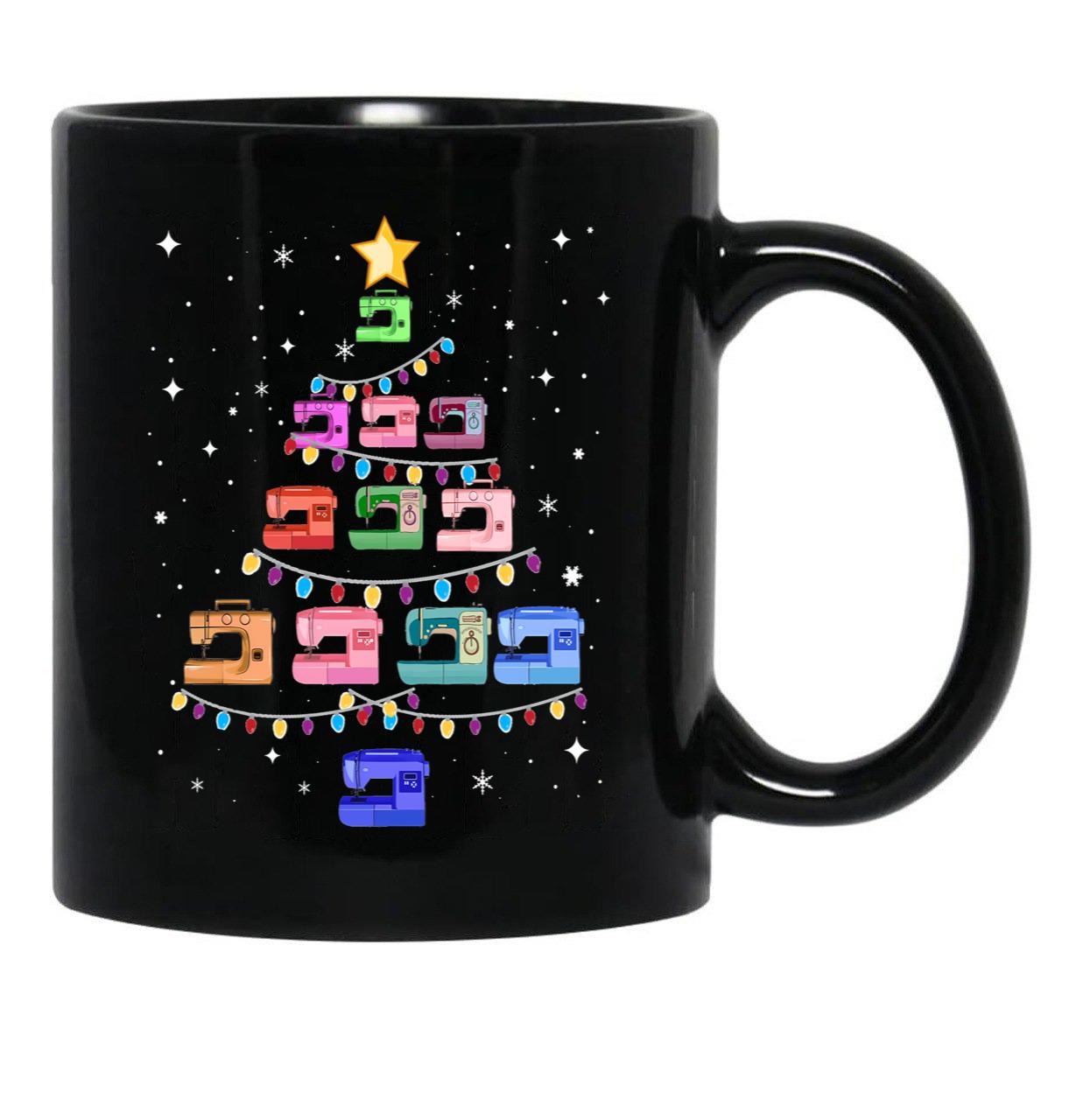 Christmas-Tree-Sewing-Gift-For-Funny-Christmas-Lover Black Coffee Mug, Gift Coffee Mug - Black