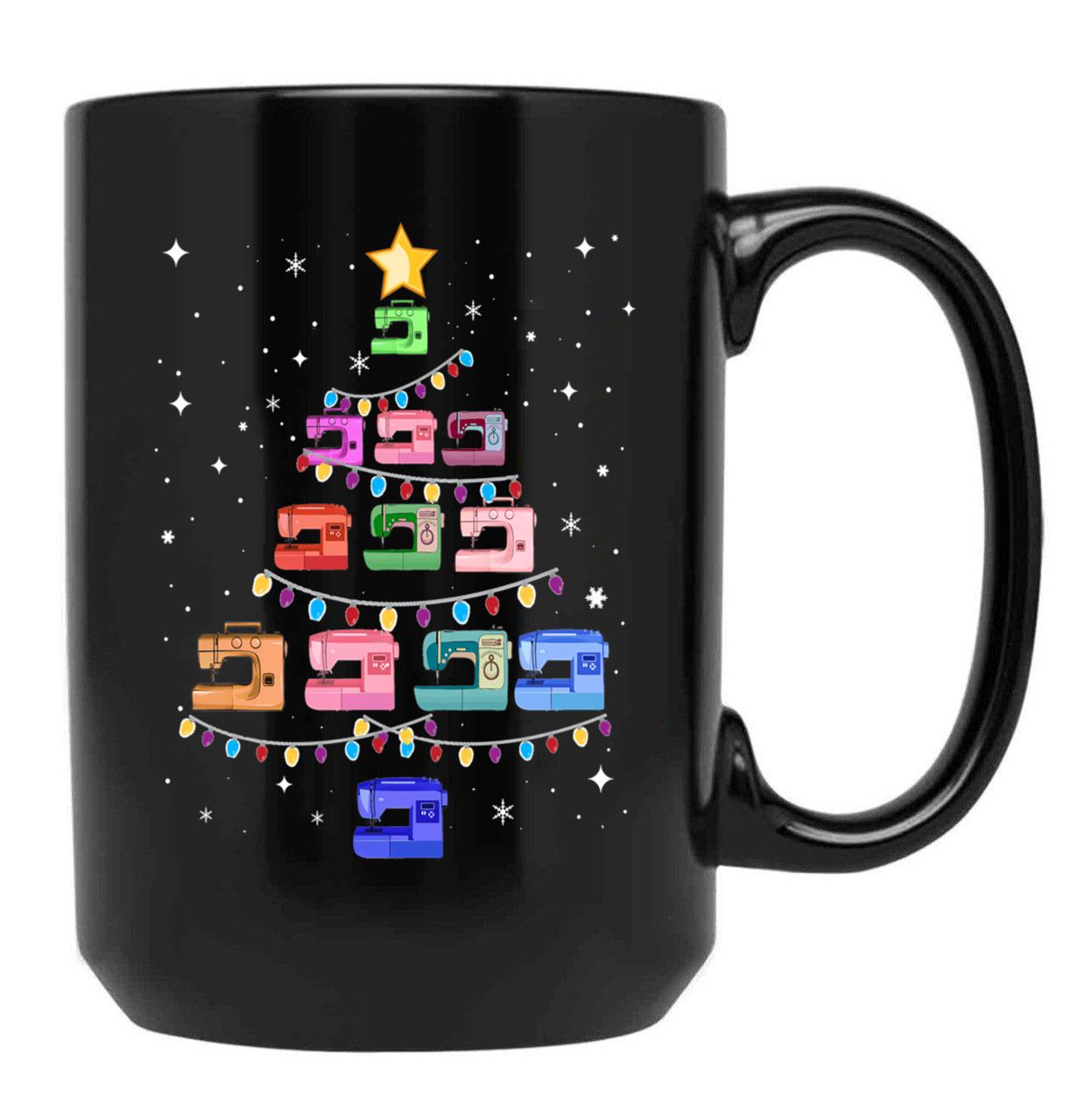 Christmas-Tree-Sewing-Gift-For-Funny-Christmas-Lover Black Coffee Mug, Gift Coffee Mug