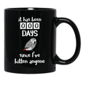 Chubby African Grey Phrase - It Has Been 000 Days Since I'Ve Bitten Anyone Black Coffee Mug, Gift Coffee Mug - Black