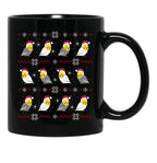 Chubby Cockatiel Christmas Ugly Pattern Black Coffee Mug, Gift Coffee Mug - Black