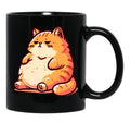 Chubby Cute Orange Cat Black Coffee Mug, Gift Coffee Mug - Black