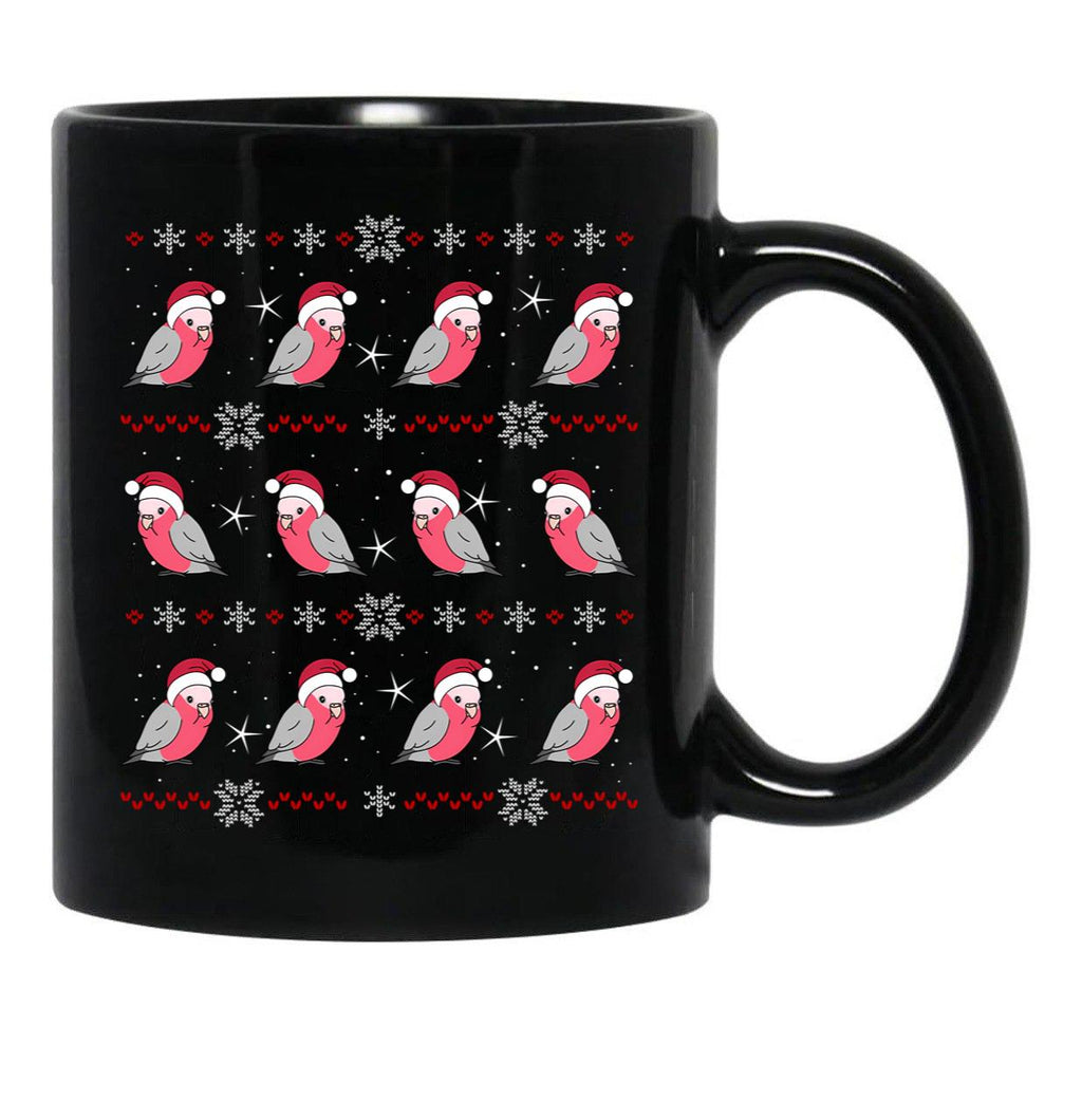 Chubby Galah Christmas Pattern Black Coffee Mug, Gift Coffee Mug - Black