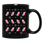 Chubby Galah Christmas Pattern Black Coffee Mug, Gift Coffee Mug - Black