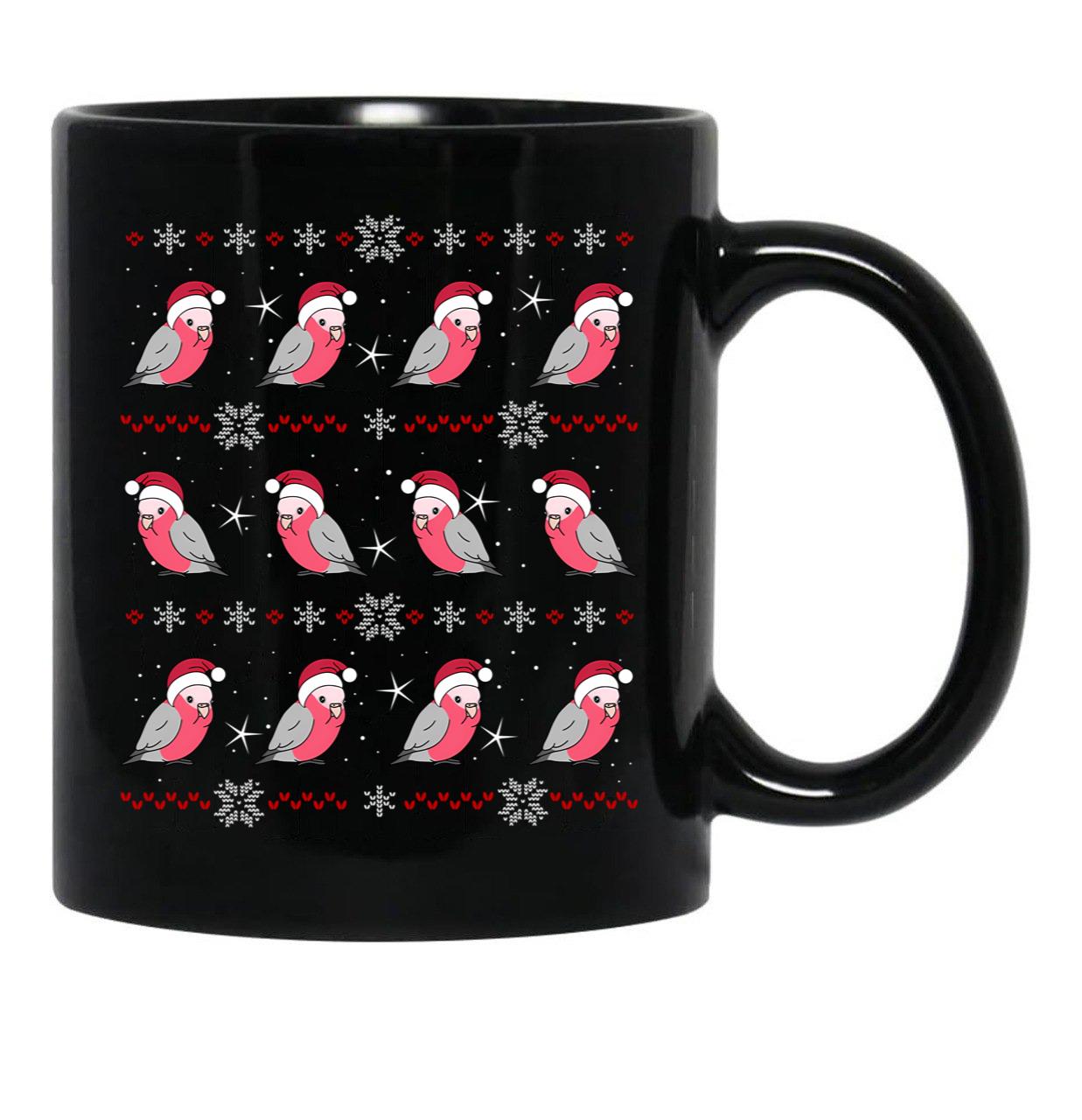 Chubby Galah Christmas Pattern Black Coffee Mug, Gift Coffee Mug - Black
