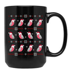 Chubby Galah Christmas Pattern Black Coffee Mug, Gift Coffee Mug
