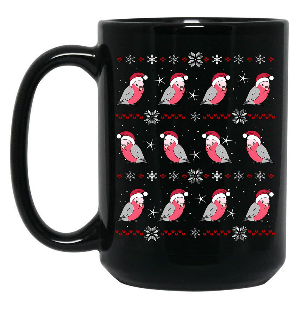 Chubby Galah Christmas Pattern Black Coffee Mug, Gift Coffee Mug