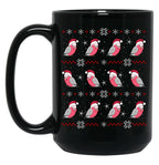 Chubby Galah Christmas Pattern Black Coffee Mug, Gift Coffee Mug