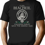 Clan Macneil Of Barra Crest Scottish Surname Tartan Thistle Vintage T-Shirt for Men & Women, T-Shirts Graphic Tee - Black