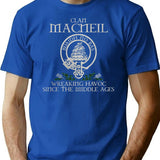 Clan Macneil Of Barra Crest Scottish Surname Tartan Thistle Vintage T-Shirt for Men & Women, T-Shirts Graphic Tee - Blue