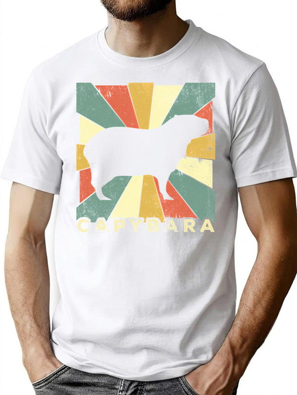 Classic Capybara Lover Vintage Retro Animal T-Shirt for Men & Women, T-Shirts Graphic Tee - White