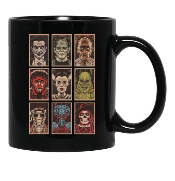 Classic Monsters (3) 4 Black Coffee Mug, Gift Coffee Mug - Black