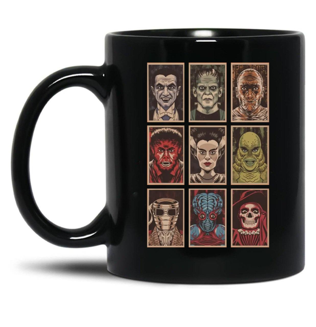 Classic Monsters (3) 4 Black Coffee Mug, Gift Coffee Mug