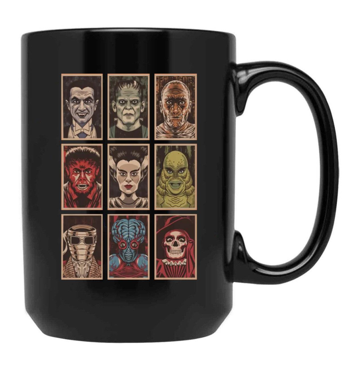 Classic Monsters (3) 4 Black Coffee Mug, Gift Coffee Mug
