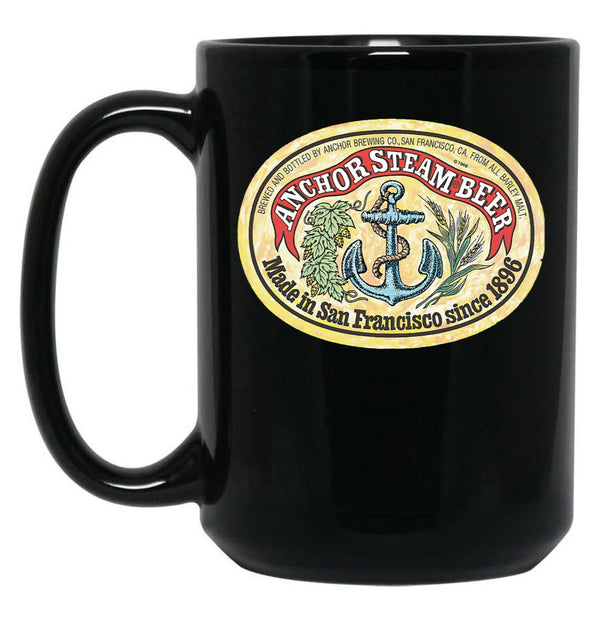 Classic Vintage Anchor Premium Steam Beer Black Coffee Mug, Gift Coffee Mug - Black