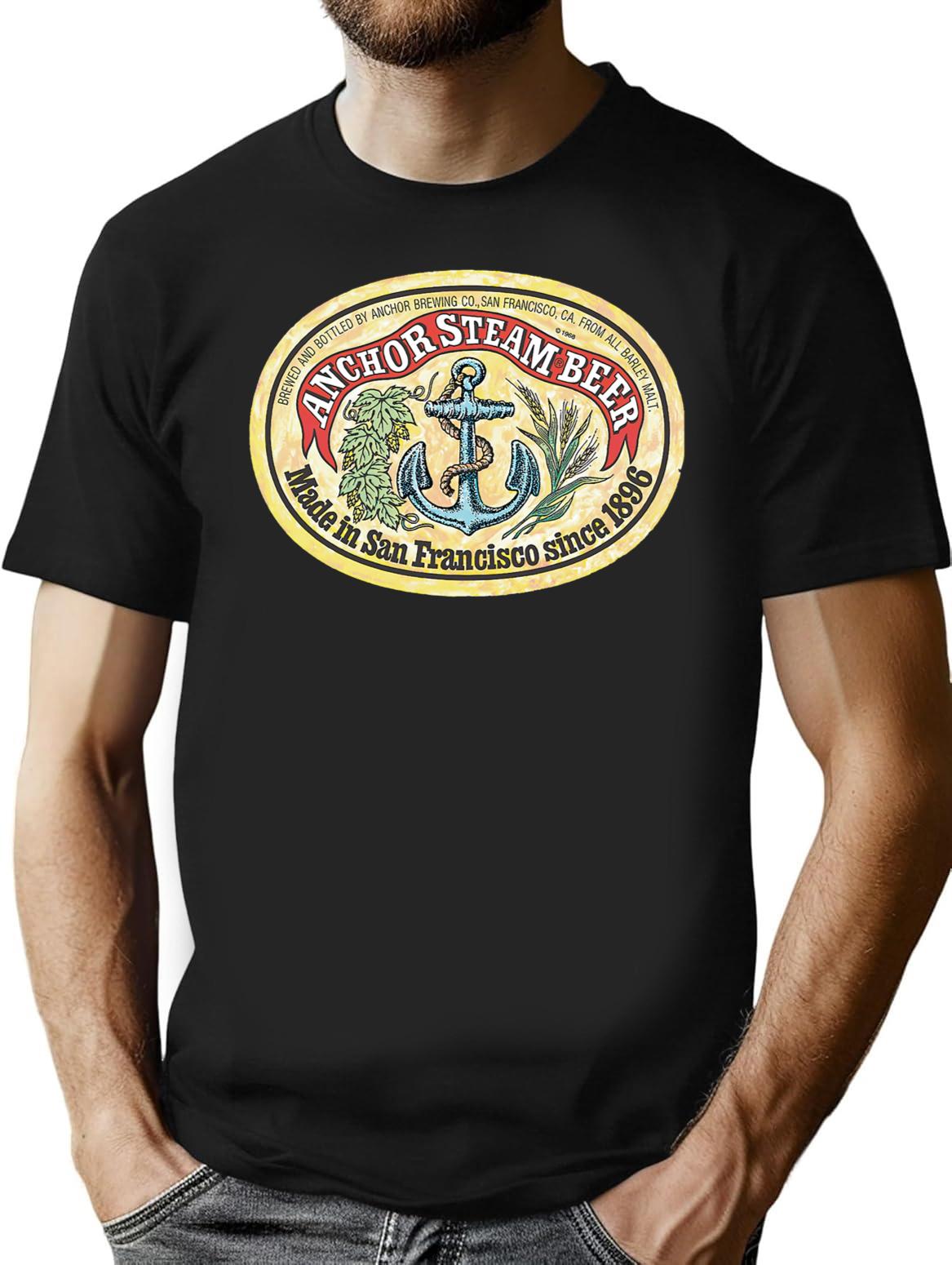 Classic Vintage Anchor Premium Steam Beer Premium Heavyweight Cotton T-Shirt - Black