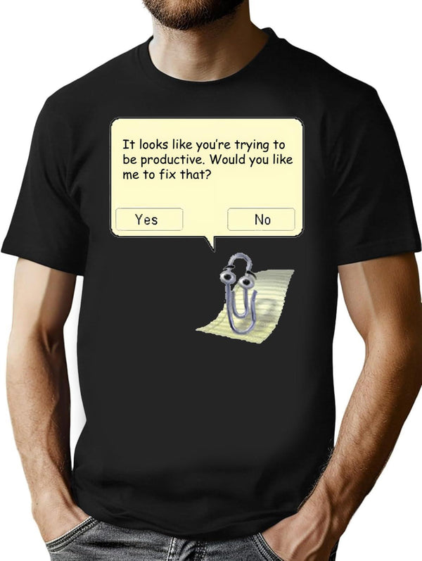 Clippy Premium Heavyweight Cotton T-Shirt - Black