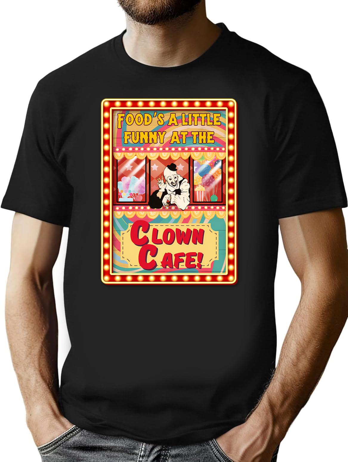 Clown Cafe With Art The Clown T-Shirt for Men & Women, T-Shirts Graphic Tee - Black