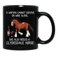 Clydesdale Horse And Wine Funny Horse Black Coffee Mug, Gift Coffee Mug - Black