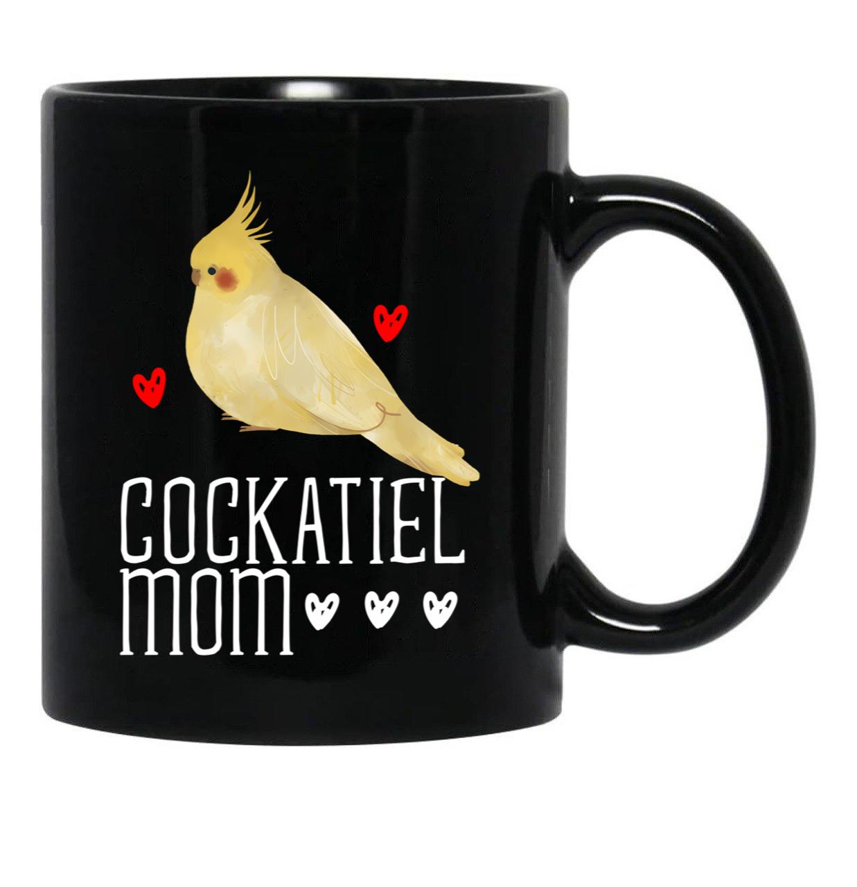 Cockatiel Mom Black Coffee Mug, Gift Coffee Mug - Black
