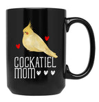 Cockatiel Mom Black Coffee Mug, Gift Coffee Mug