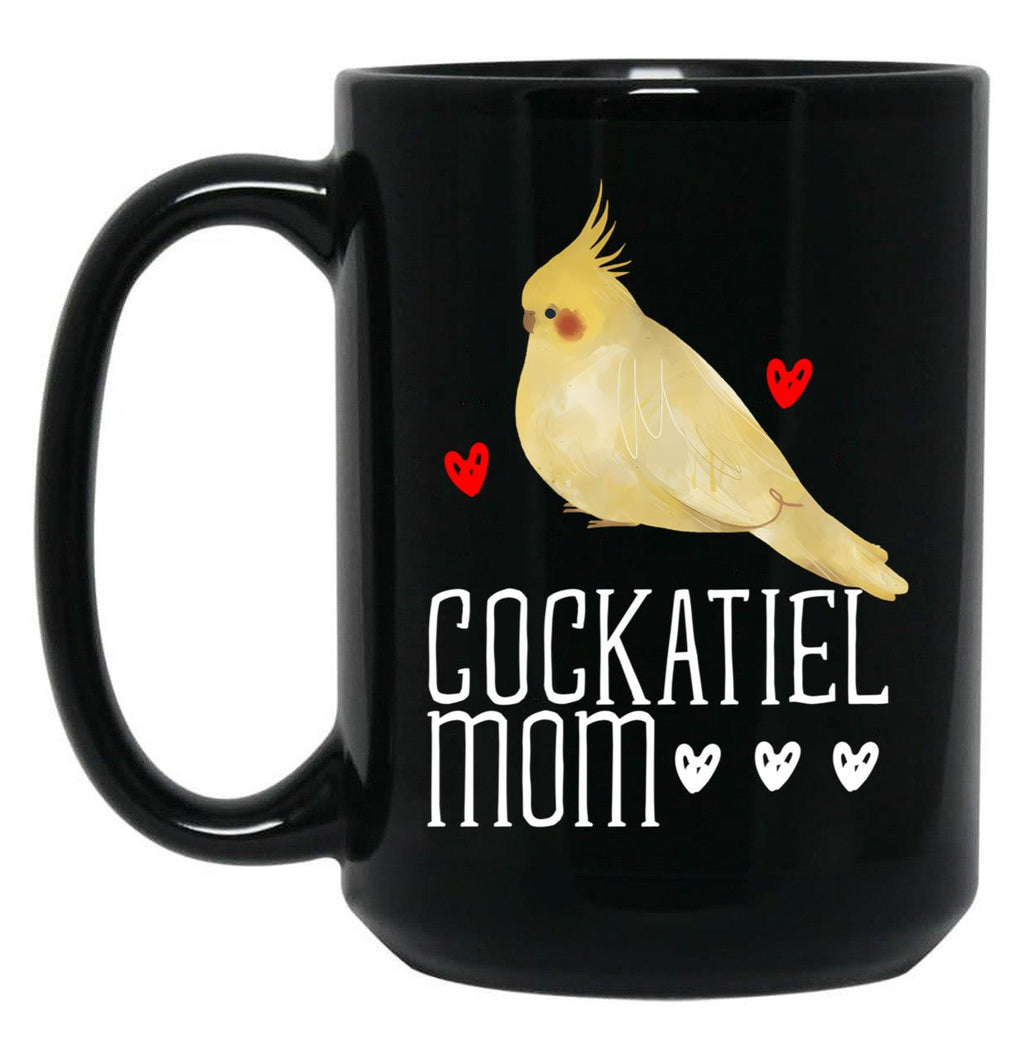 Cockatiel Mom Black Coffee Mug, Gift Coffee Mug