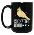 Cockatiel Mom Black Coffee Mug, Gift Coffee Mug