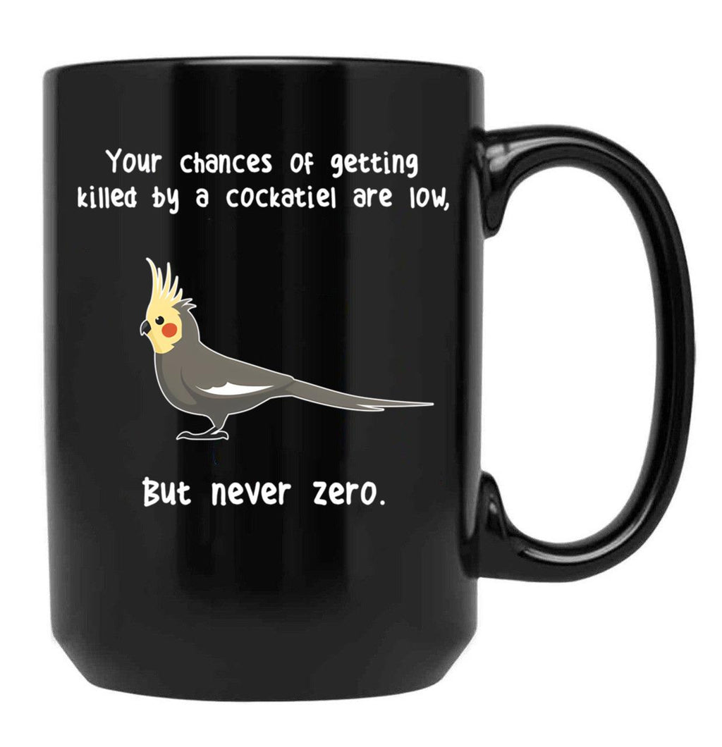 Cockatiel Never Zero Black Coffee Mug, Gift Coffee Mug