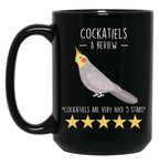 Cockatiel Review Black Coffee Mug, Gift Coffee Mug