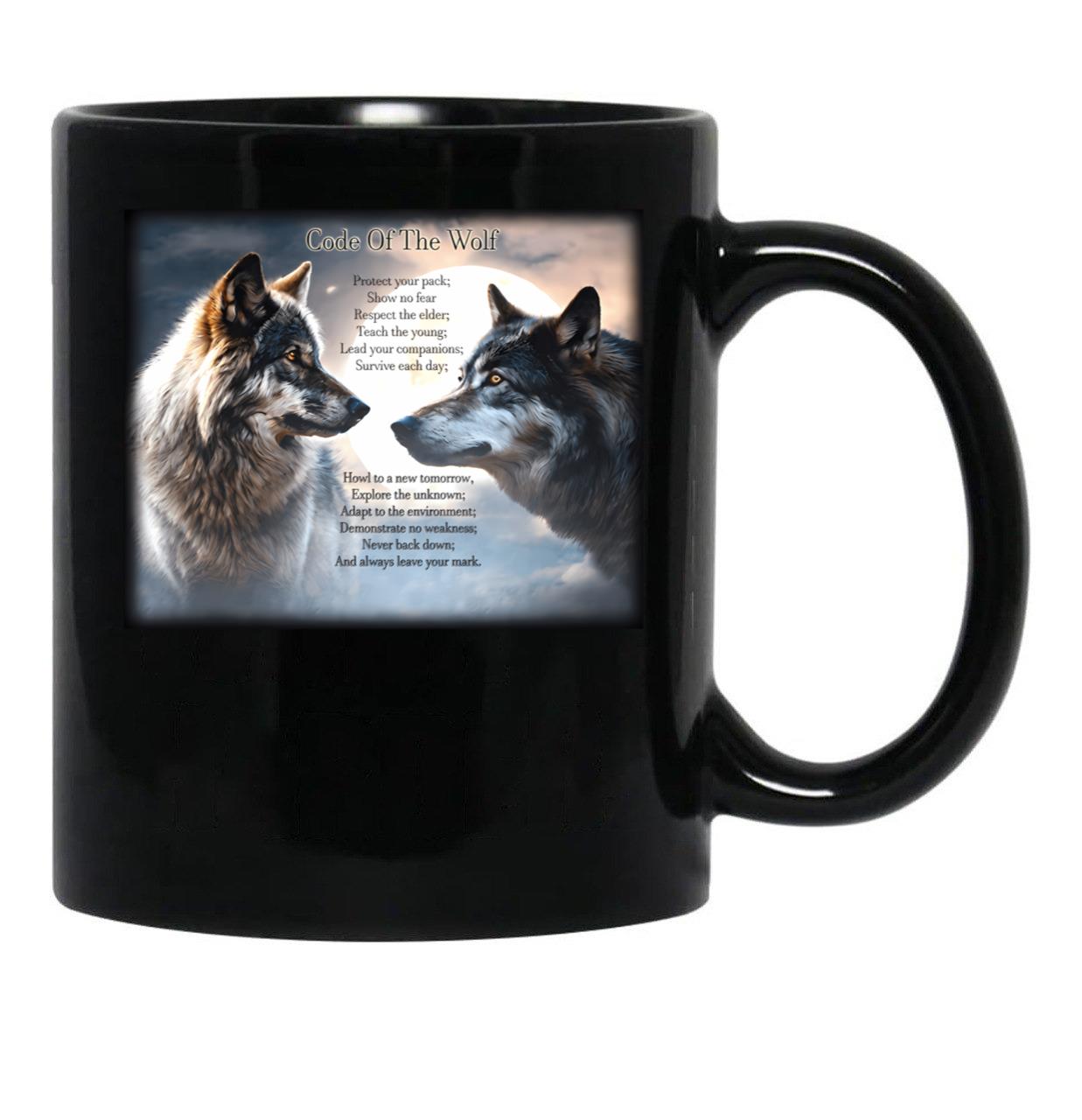 Code Of The Wolf Black Coffee Mug - Black