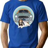 Columbo Car And Dog T-Shirt for Men & Women, T-Shirts Graphic Tee - Blue