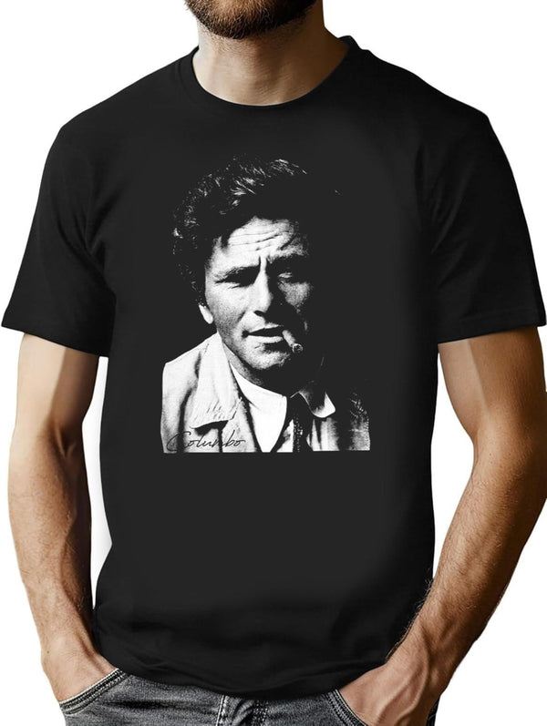 Columbo Portrait Essential Premium Heavyweight Cotton T-Shirt - Black