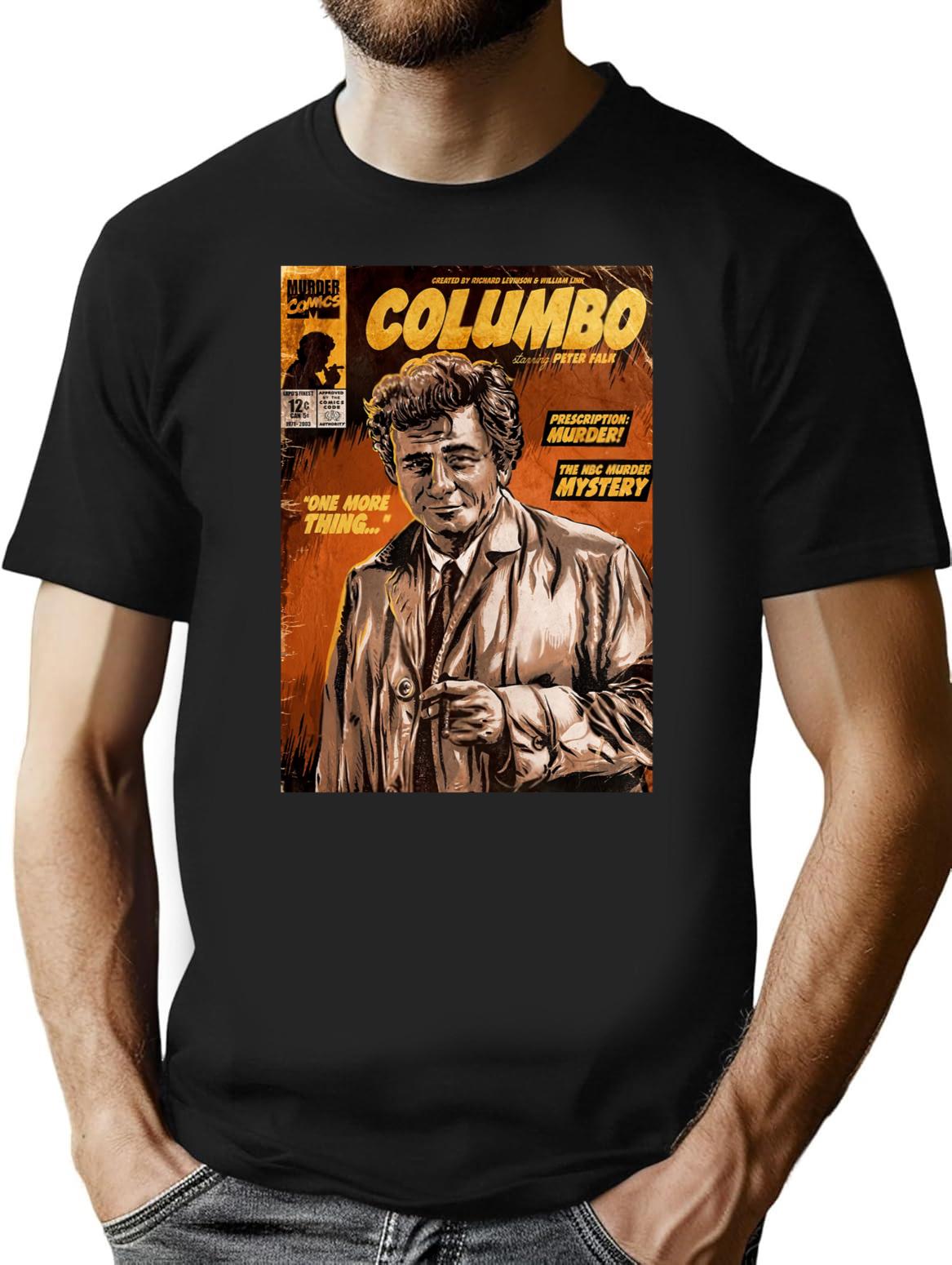 Columbo Tv Show Comic Premium Heavyweight Cotton T-Shirt - Black