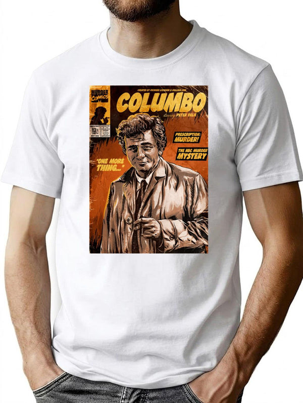 Columbo Tv Show Comic Premium Heavyweight Cotton T-Shirt - White